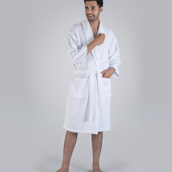 Urban Comfort Unisex Large Bathrobe, Bright White| 240 GSM Cotton