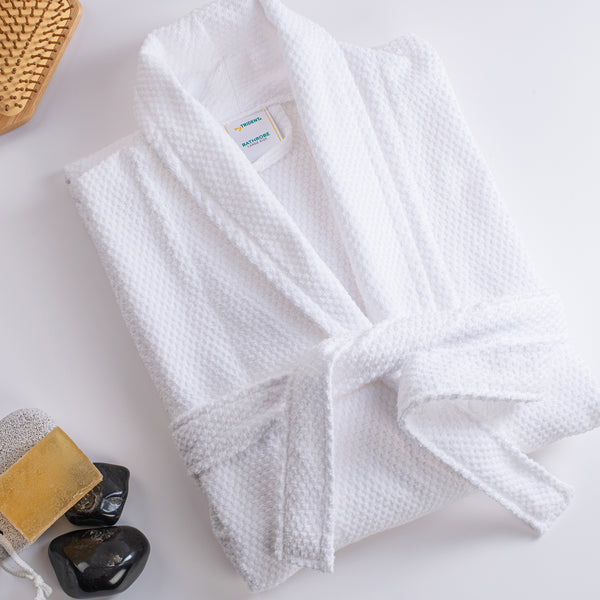 Urban Comfort Unisex Medium Bathrobe, Bright White| 240 GSM Cotton