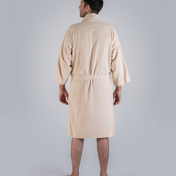 Urban Comfort Unisex Medium Bathrobe, Sand| 240 GSM Cotton