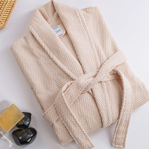 Urban Comfort Unisex Large Bathrobe, Sand| 240 GSM Cotton