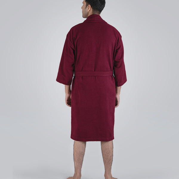 Urban Comfort Unisex Medium Bathrobe, Wine| 240 GSM Cotton