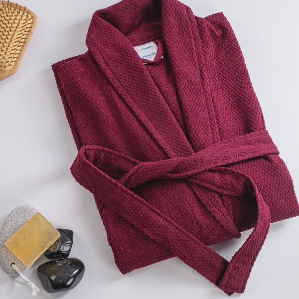 Urban Comfort Unisex Large Bathrobe, Wine| 240 GSM Cotton
