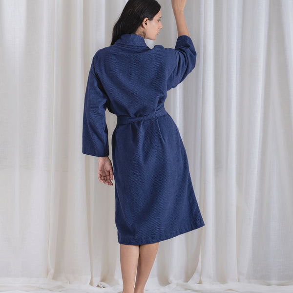 Urban Comfort Unisex Medium Bathrobe, Deep Cobalt| 240 GSM Cotton