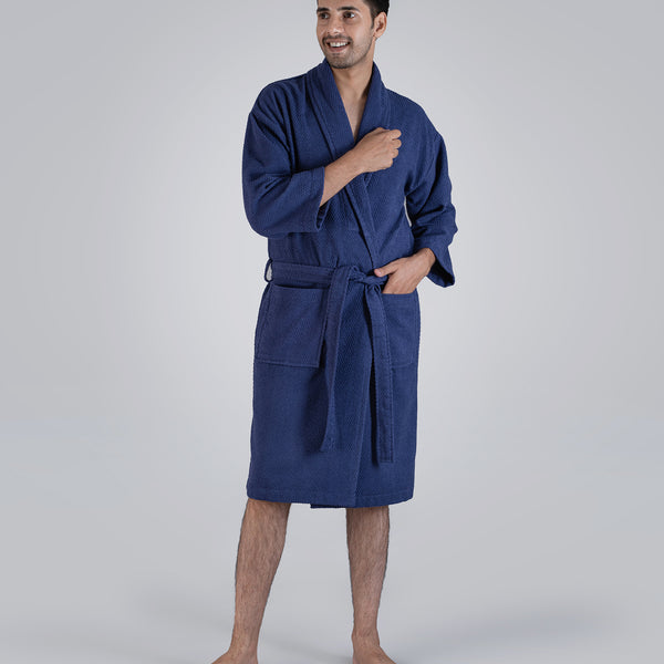 Urban Comfort Unisex Medium Bathrobe, Deep Cobalt| 240 GSM Cotton