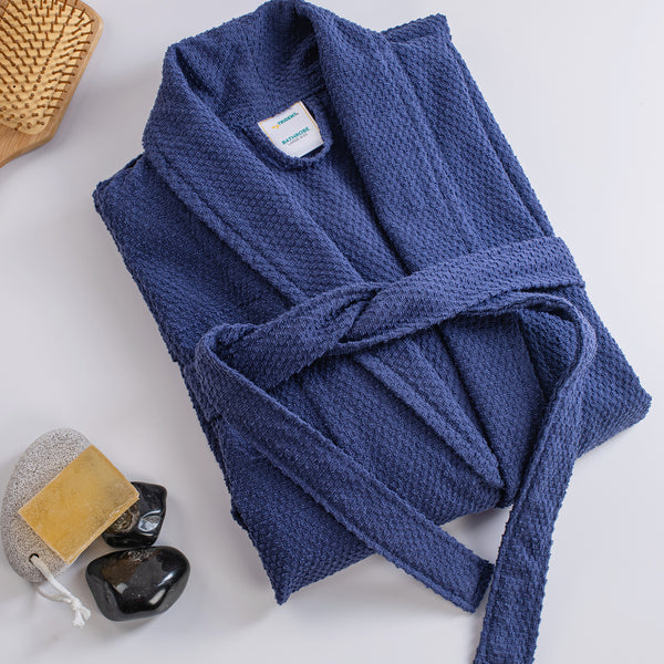 Urban Comfort Unisex Medium Bathrobe, Deep Cobalt| 240 GSM Cotton