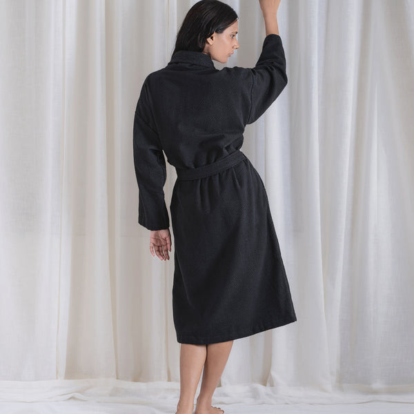 Urban Comfort Unisex Medium Bathrobe, Shoe Black| 240 GSM Cotton