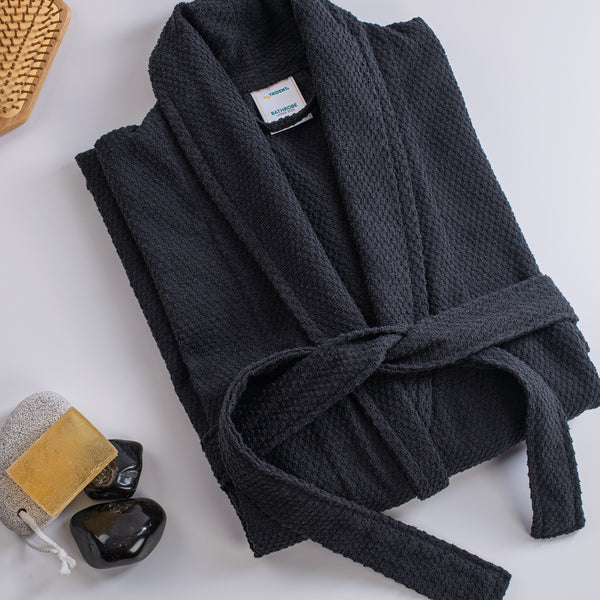 Urban Comfort Unisex Medium Bathrobe, Shoe Black| 240 GSM Cotton