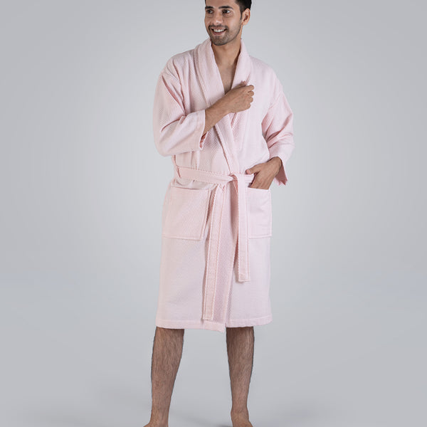 Urban Comfort Unisex Medium Bathrobe, Pink| 240 GSM Cotton