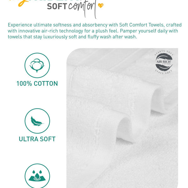 Soft Comfort 2Pc Bath Towel Set, White|509 GSM Cotton|Air Rich Technology