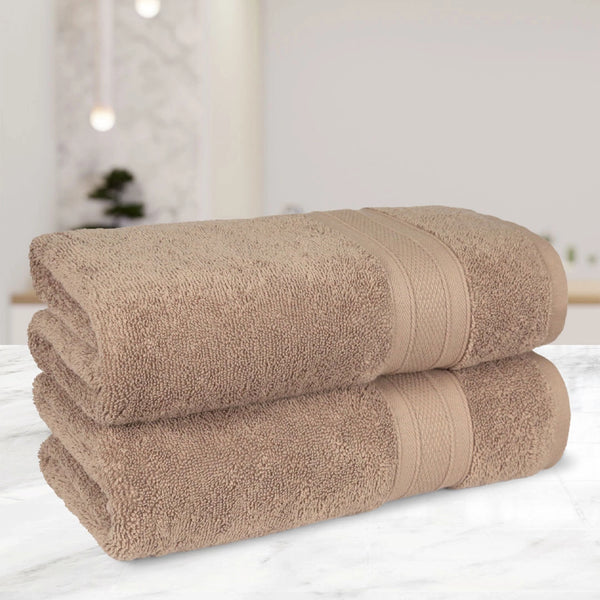 Soft Comfort 2Pc Bath Towel Set, Acron, Brown|509 GSM Cotton|Air Rich Technology