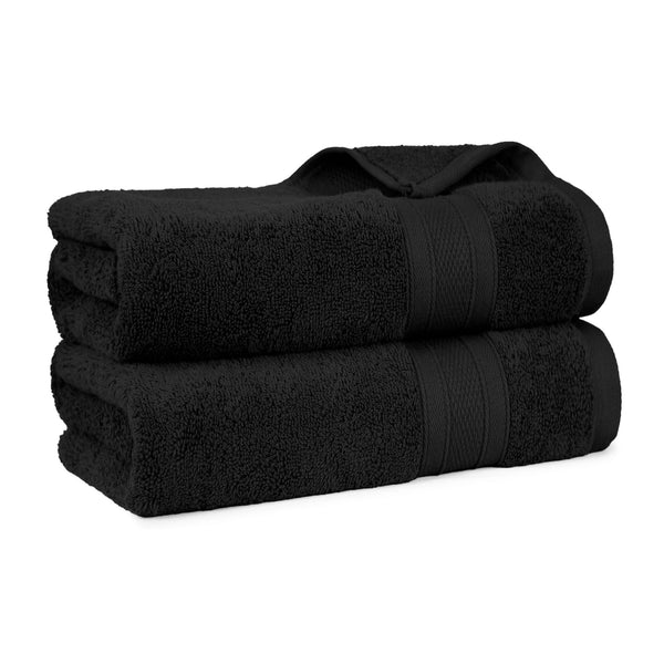 Soft Comfort 2Pc Bath Towel Set, Black|509 GSM Cotton|Air Rich Technology