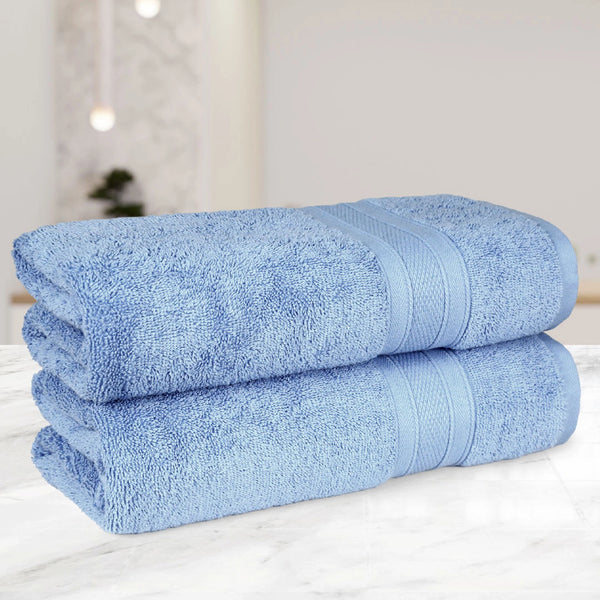 Soft Comfort 2Pc Bath Towel Set, Allue Blue|509 GSM Cotton|Air Rich Technology
