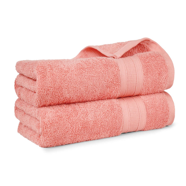 Soft Comfort 2Pc Bath Towel Set, Coral|509 GSM Cotton|Air Rich Technology