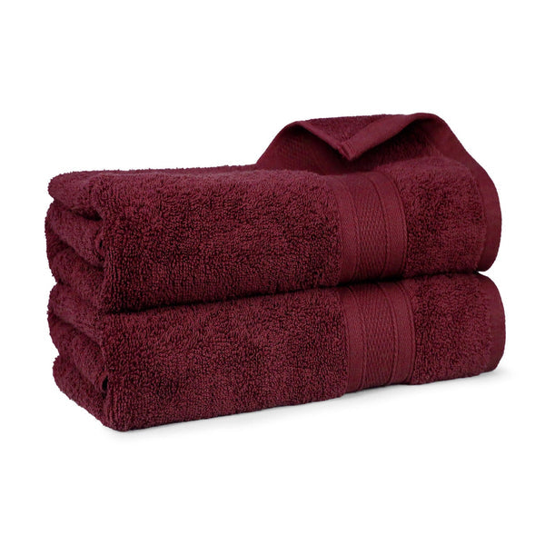 Soft Comfort 2Pc Bath Towel Set, Red Wine|509 GSM Cotton|Air Rich Technology