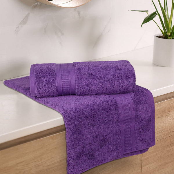 Soft Comfort 2Pc Bath Towel Set, Plum|509 GSM Cotton|Air Rich Technology