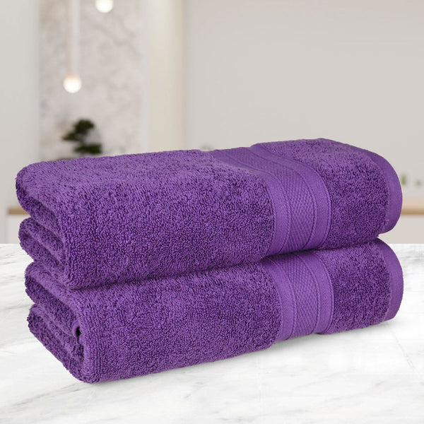 Soft Comfort 2Pc Bath Towel Set, Plum|509 GSM Cotton|Air Rich Technology