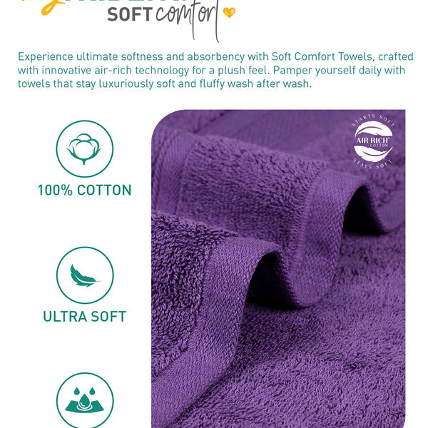 Soft Comfort 2Pc Bath Towel Set, Plum|509 GSM Cotton|Air Rich Technology