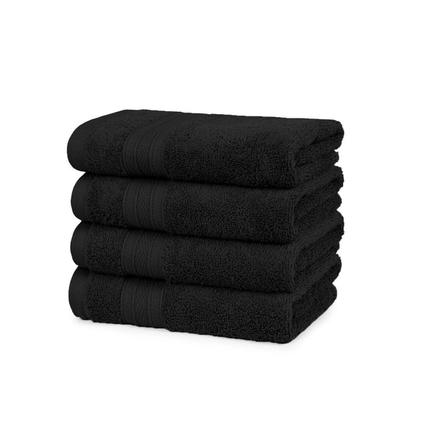 Soft Comfort 4Pc Hand Towel Set, Black|509 GSM Cotton|Air Rich Technology