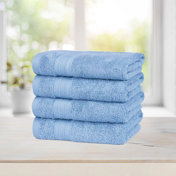 Soft Comfort 4Pc Hand Towel Set, Allue Blue|509 GSM Cotton|Air Rich Technology