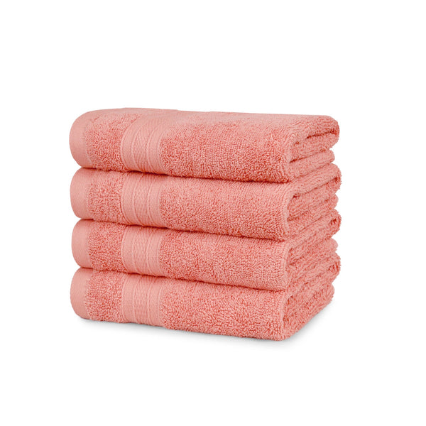 Soft Comfort 4Pc Hand Towel Set, Coral|509 GSM Cotton|Air Rich Technology