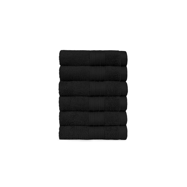 Soft Comfort 6Pc Face Towel Set, Black|509 GSM Cotton|Air Rich Technology