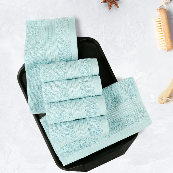 Soft Comfort 6Pc Face Towel Set, Nile Blue|509 GSM Cotton|Air Rich Technology