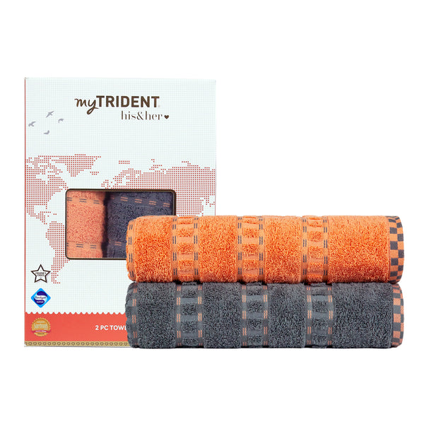 His & Her 2 PC Bath Towel Set, Lock & Key|500 GSM Cotton