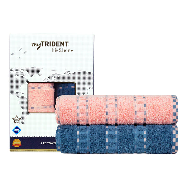 His & Her 2 PC Bath Towel Set, Candy & Floss|500 GSM Cotton