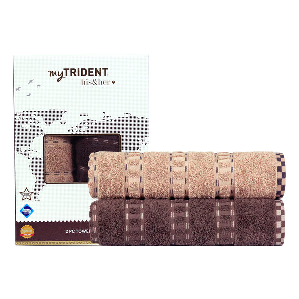 His & Her 2 PC Bath Towel Set, Jim & Jam|500 GSM Cotton