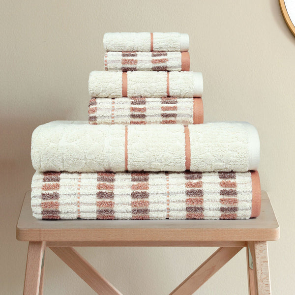 Indulgence By The Fireplace 6Pc Towel Set, Fos-Ripple|600 GSM Cotton