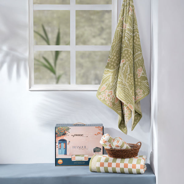 Classic Tranquil Blossoms Towel Set, Cerena|550 GSM Cotton
