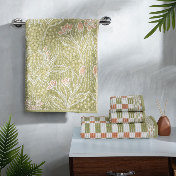 Classic Tranquil Blossoms Towel Set, Cerena|550 GSM Cotton