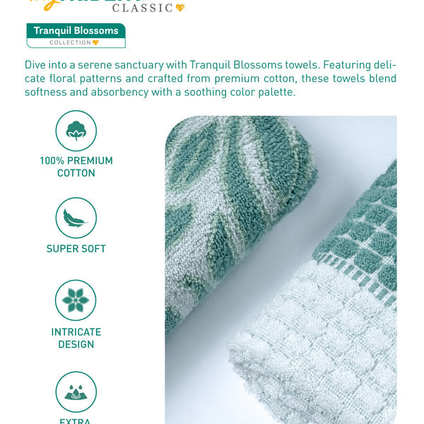 Classic Tranquil Blossoms Towel Set, Cyntia|550 GSM Cotton