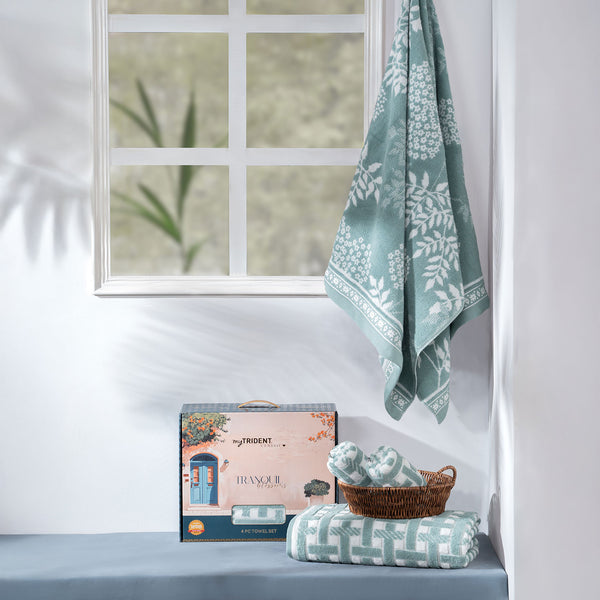 Classic Tranquil Blossoms Towel Set, Harver|550 GSM Cotton