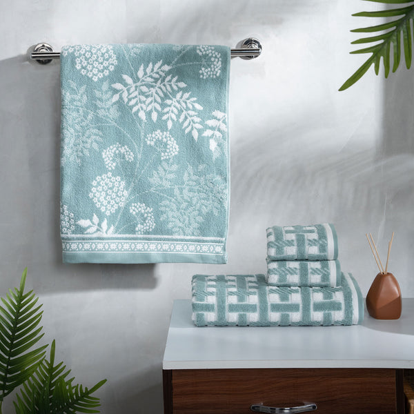 Classic Tranquil Blossoms Towel Set, Harver|550 GSM Cotton