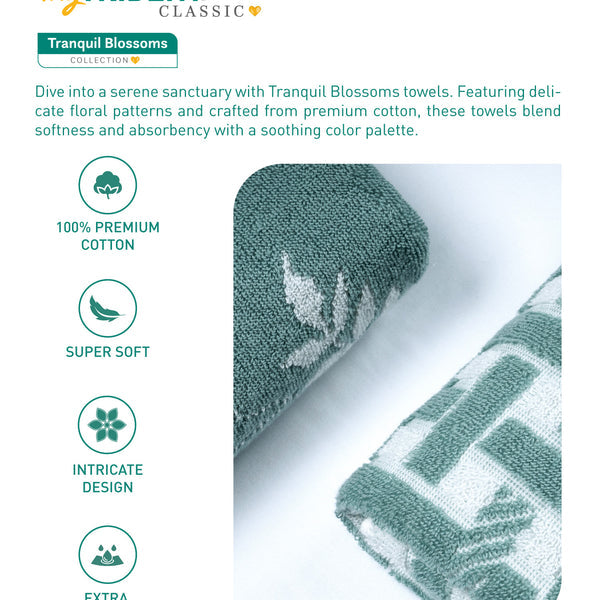Classic Tranquil Blossoms Towel Set, Harver|550 GSM Cotton