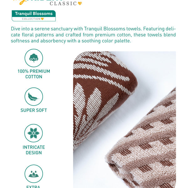 Classic Tranquil Blossoms Towel Set, Harvey|550 GSM Cotton