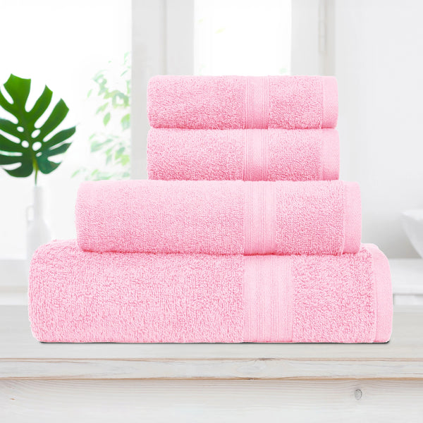 Celebration 4Pc Towel Gift set, Powder Pink| 450 GSM Cotton