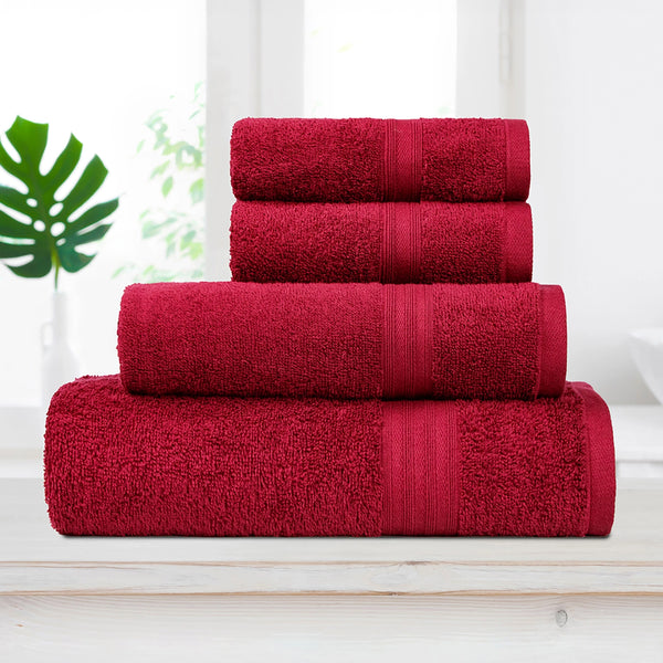 Celebration 4Pc Towel Gift set, Lovely Red | 450 GSM Cotton