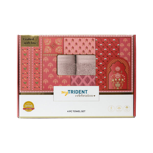 Celebration 4Pc Towel Gift set, Nature Lux | 450 GSM Cotton