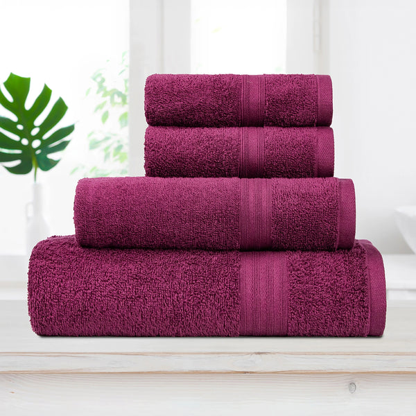 Celebration 4Pc Towel Gift set, Red Wine | 450 GSM Cotton