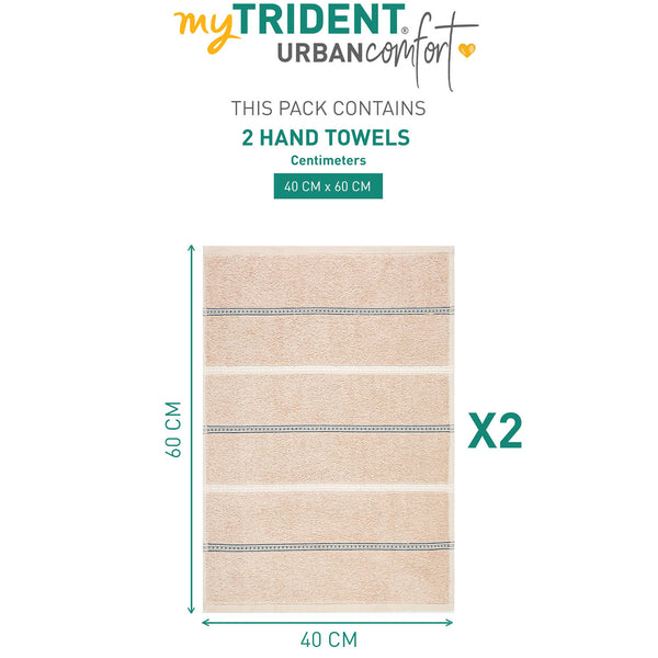 Urban Comfort 2 Pc Hand Towel Set,Hexa Brown| 450 GSM Cotton|Dry Fast