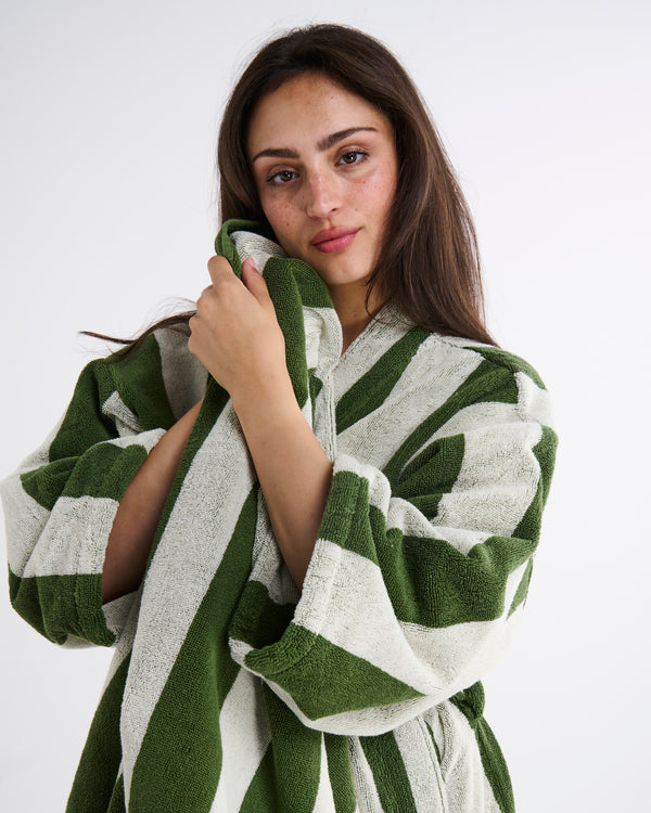 Moss Stripe Terry Hand Towel