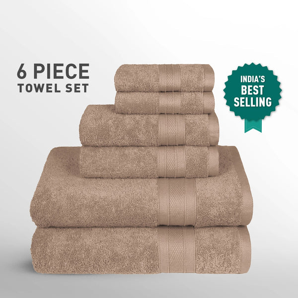 Soft Comfort 6Pc Towel Set, Acron|509 GSM Cotton|Air Rich Technology