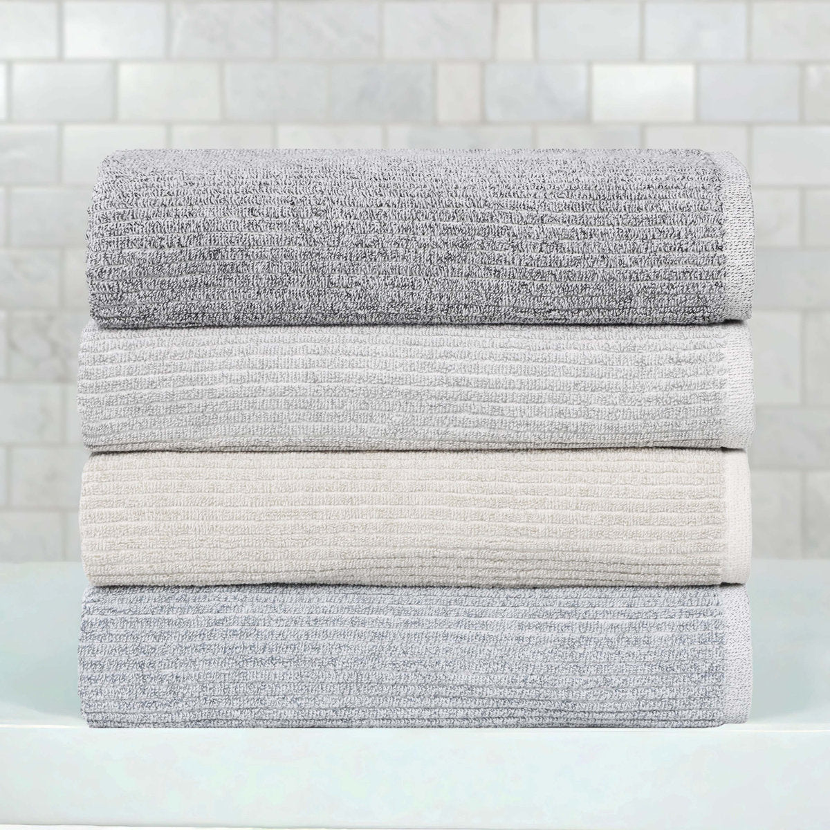 Destin Viscose Cotton Blend Medium Weight Textured Ribbed Bath Sheets (Set of 2)