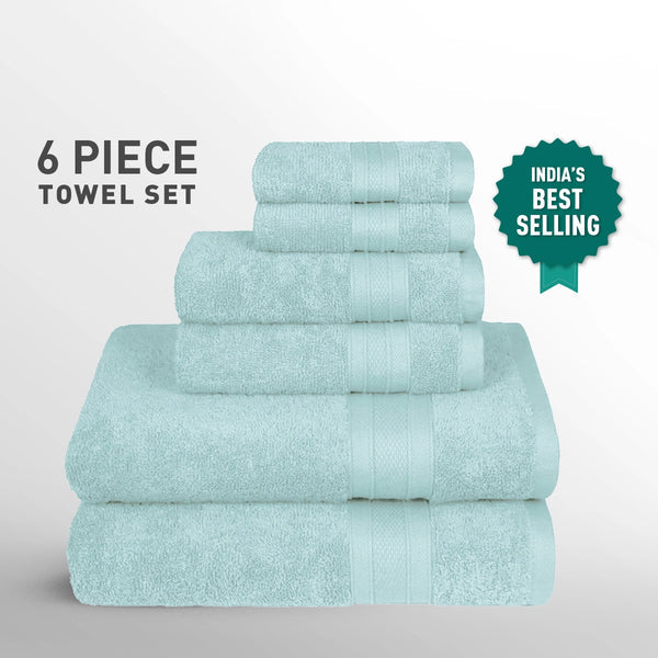 Soft Comfort 6Pc Towel Set, Nile Blue|509 GSM Cotton|Air Rich Technology