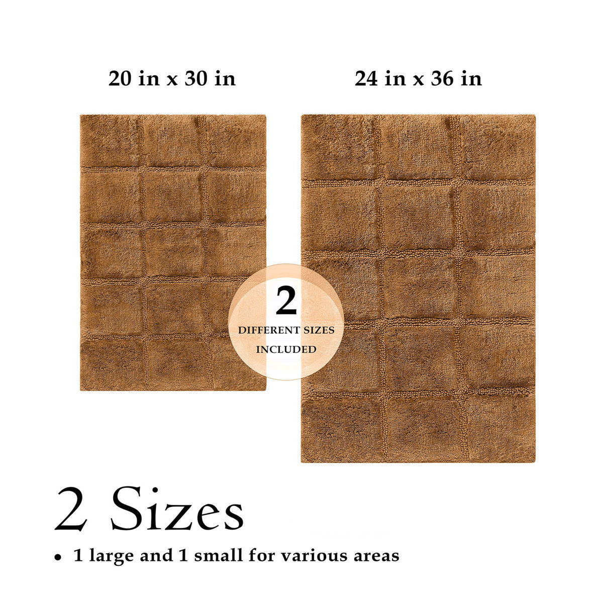 Sandcliff Checkered Cotton Non-Skid Machine Washable 2 Piece Bathroom Rug Set