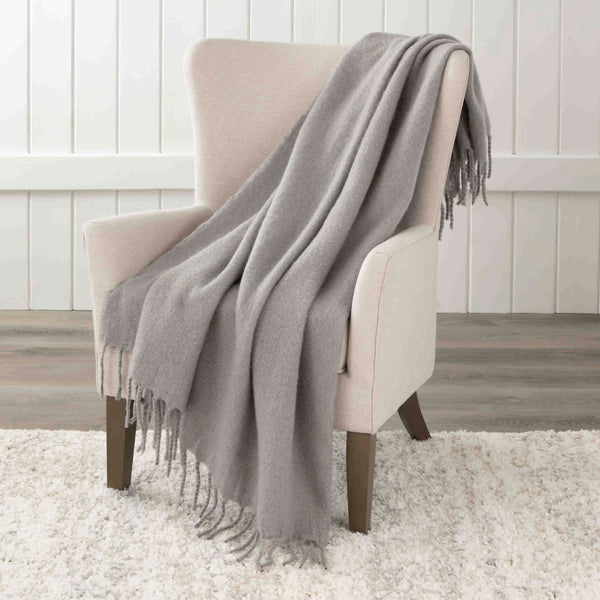Luxury Mohair Solid Gray Throw by Vellux