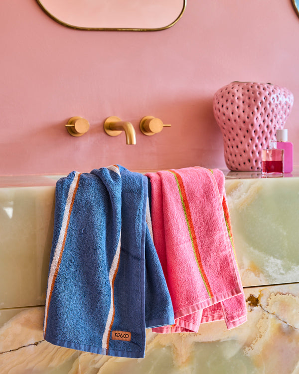 Blue Lagoon Stripe Bamboo Terry Hand Towel