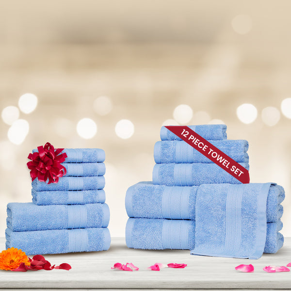 Soft Comfort 12Pc Towel Set, Allure|509 GSM Cotton|Air Rich Technology
